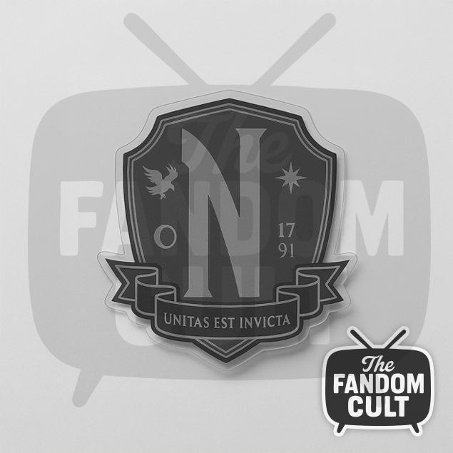 Nevermore Academy Crest Black Die Cut Vinyl Sticker Holographic/Clear/White