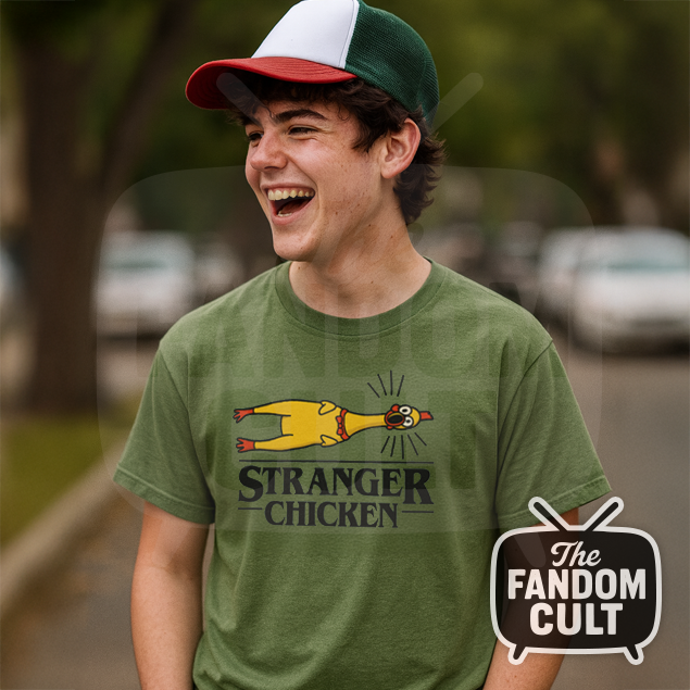 Stranger Chicken T-Shirt - Rubber Squawk!