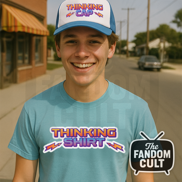 Thinking Shirt T-Shirt in Light Blue -  Stranger Things Parody